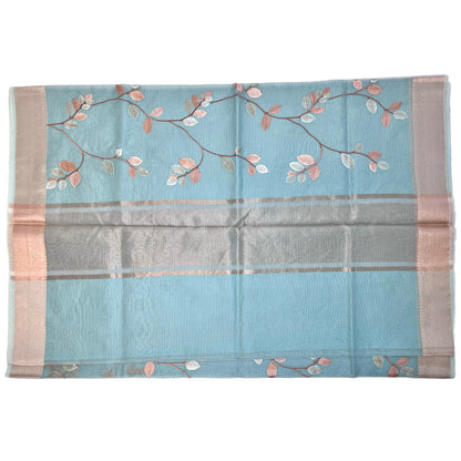 Designer Sky Blue Kota Silk Embroidery Saree