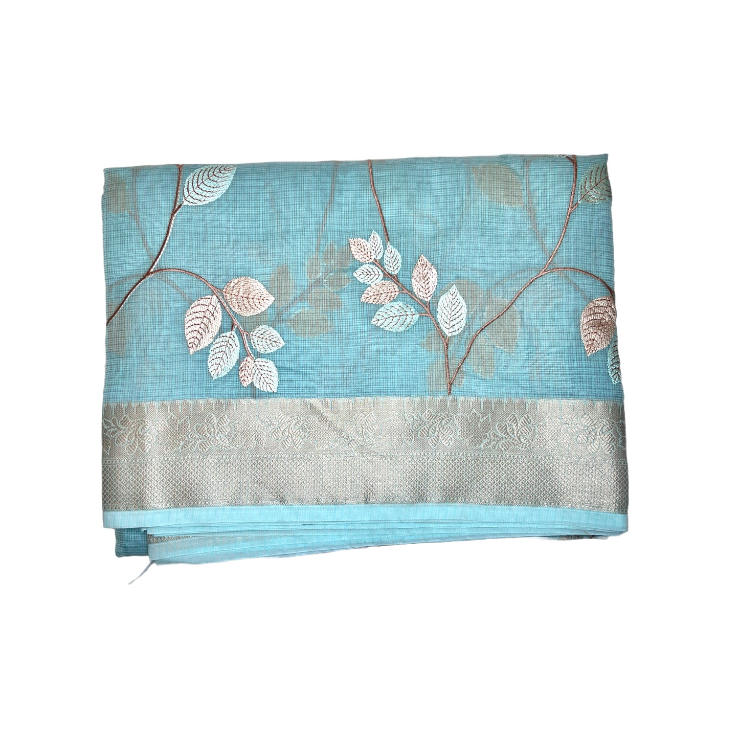 Designer Sky Blue Kota Silk Embroidery Saree
