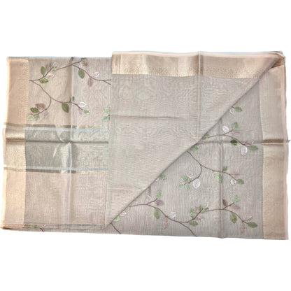 Designer Rose Gold Kota Silk Embroidery Saree