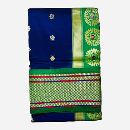 Royal Blue and Green Kadiyal Semi SilkPaithani Saree