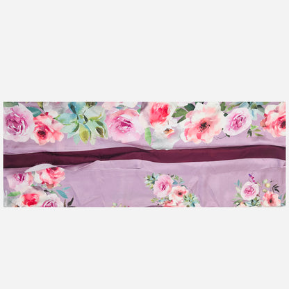 Lavender Digital Floral Printed Satin Crepe Saree, Party Wear Saree_Pallu