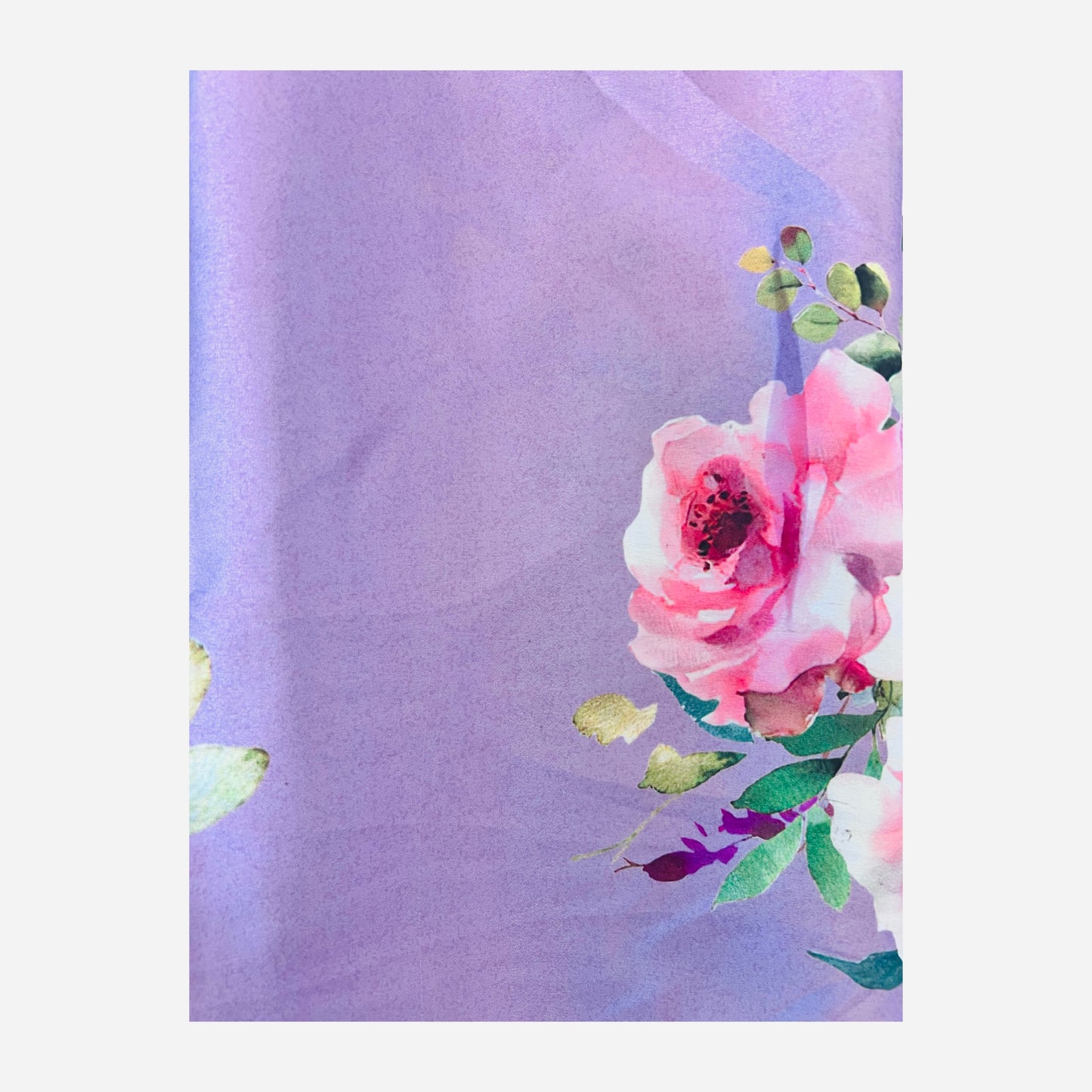 Lavender Digital Floral Printed Satin Crepe Saree, Party Wear Saree_Close