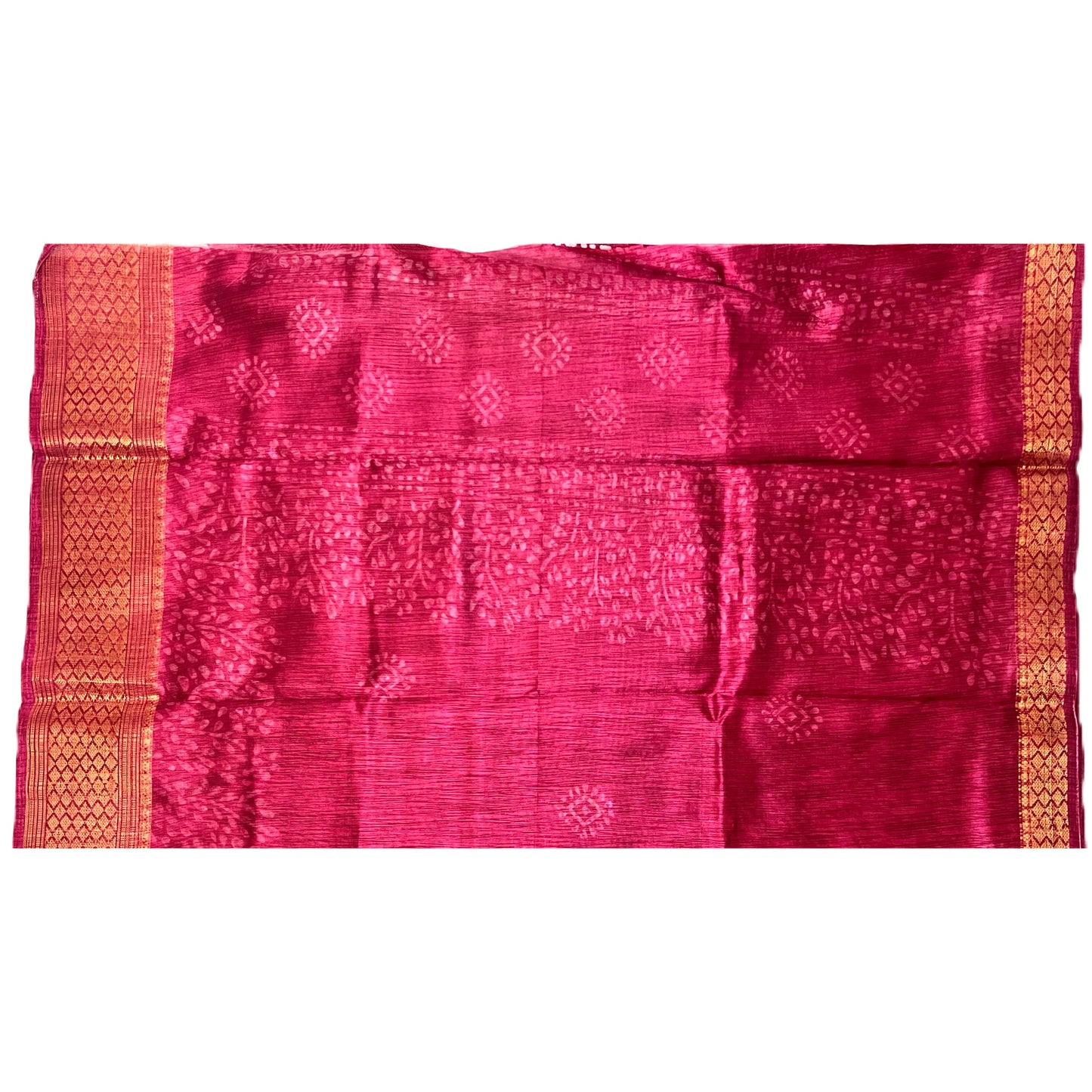 Red Color Soft Slub Cotton Silk Saree With Batik Print