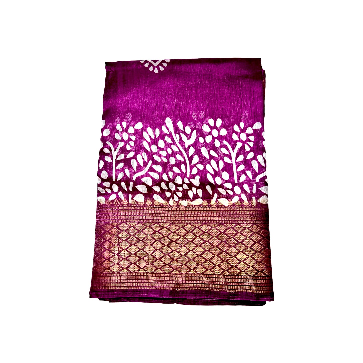 Magenta Color Soft Slub Cotton Silk Saree With Batik Print