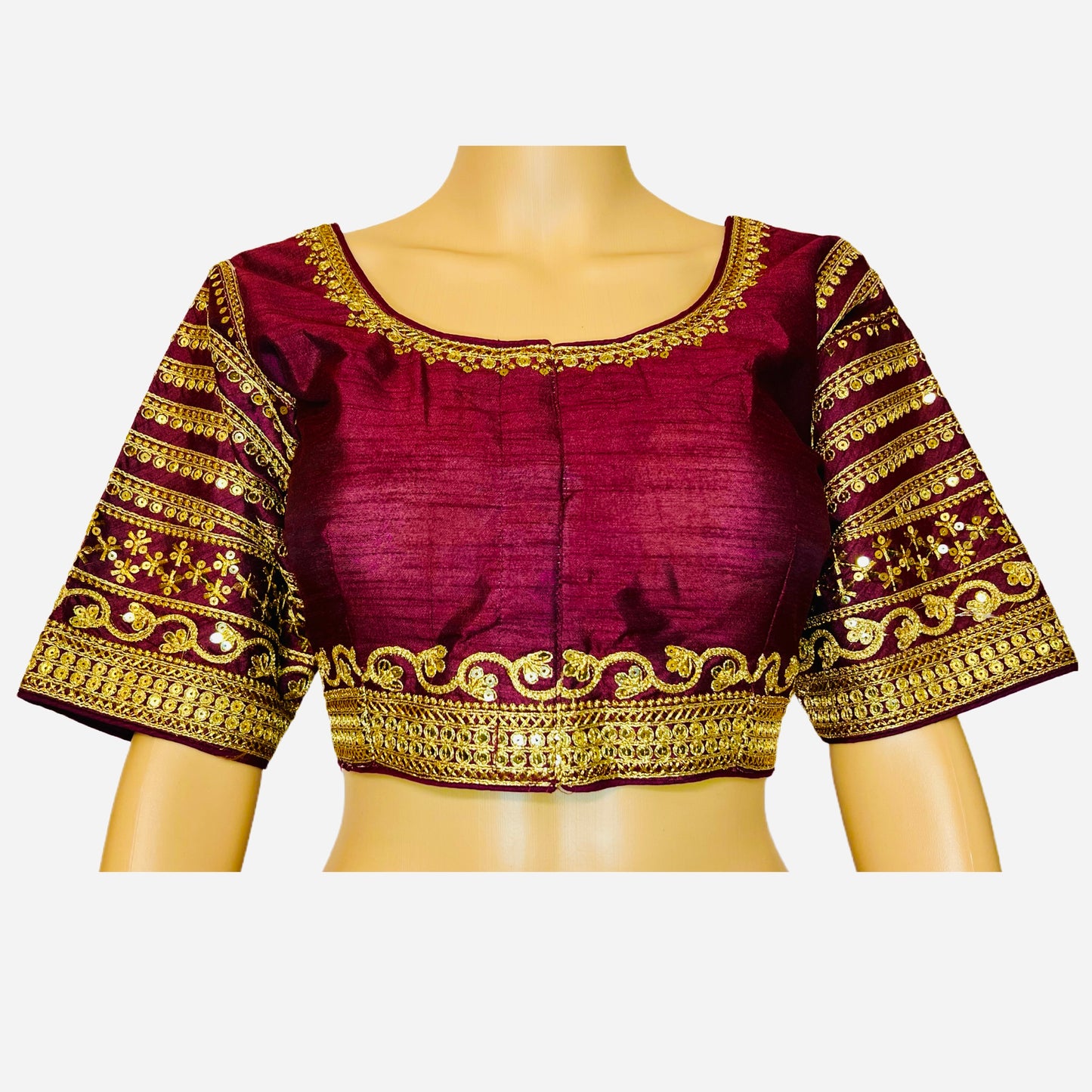 Maroon Color Phantom Silk Sequence With Jari Work Readymade Blouse, Wedding Blouse, Saree Blouse, Crop Top, Tunic Top, Fancy Blouse, Party  Wear Blouse, Designer Blouse