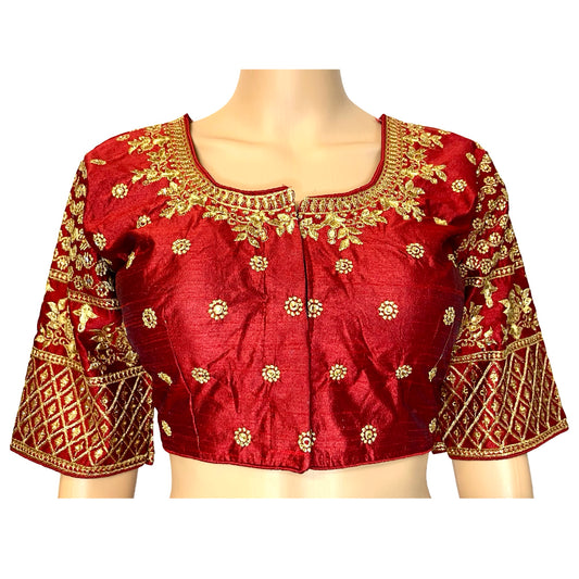 Maroon Color Gold Embroidered Readymade Blouse, Padded Blouse, Designer Blouse , Wedding Blouse