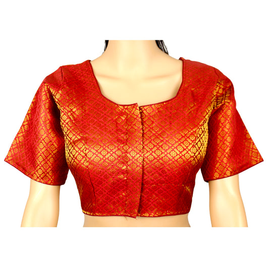 Traditional Maroon Color Golden Butti Readymade Blouse, Traditional Blouse