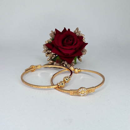 Elegant Gold-Plated Kada/Bracelet with Intricate Detailing – Set of 2