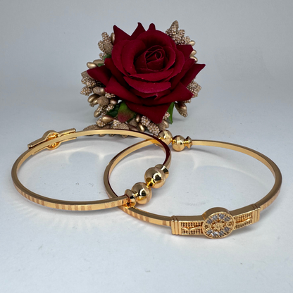 Elegant Gold-Plated Kada/Bracelet with Intricate Detailing – Set of 2