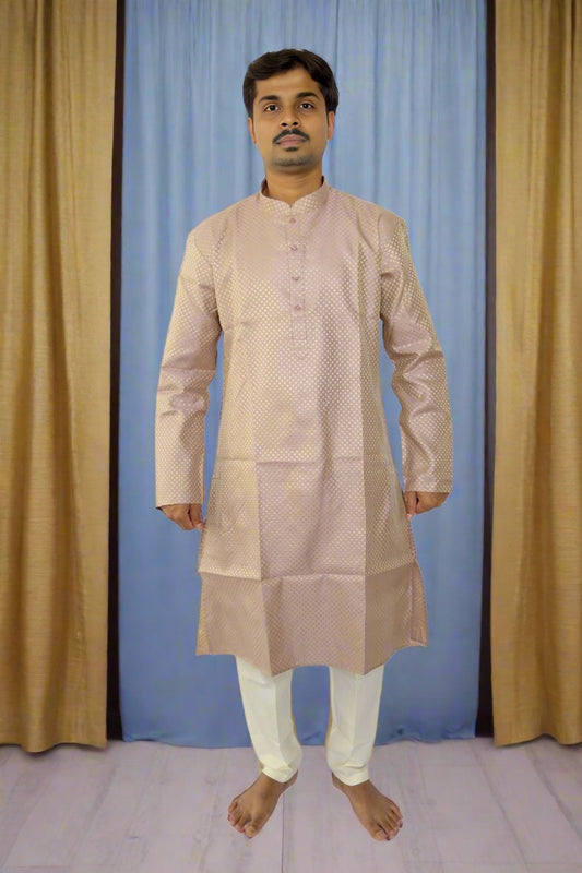 Men's Onion Color Silk Kurta Pajama Set, Kurta Churidaar, Salwar Kameez, Men's Ethnic Wear, Indian Wear, Traditional Wear