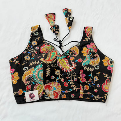 Black Multicolor Embroidered Blouse, Designer Indian Blouse, Ready to Wear Thread Work Blouse, Wedding Blouse, Party blouse, paisley thread