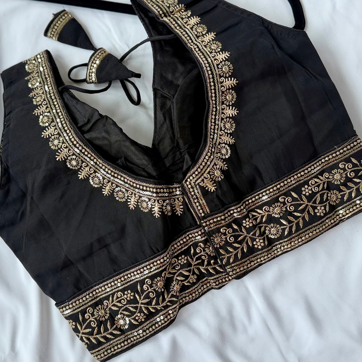Black Saree Blouse, Gold Zari Embroidered Blouse, Ready to Wear Indian Blouse, Sleeveless Designer Blouse, Wedding Festive Blouse