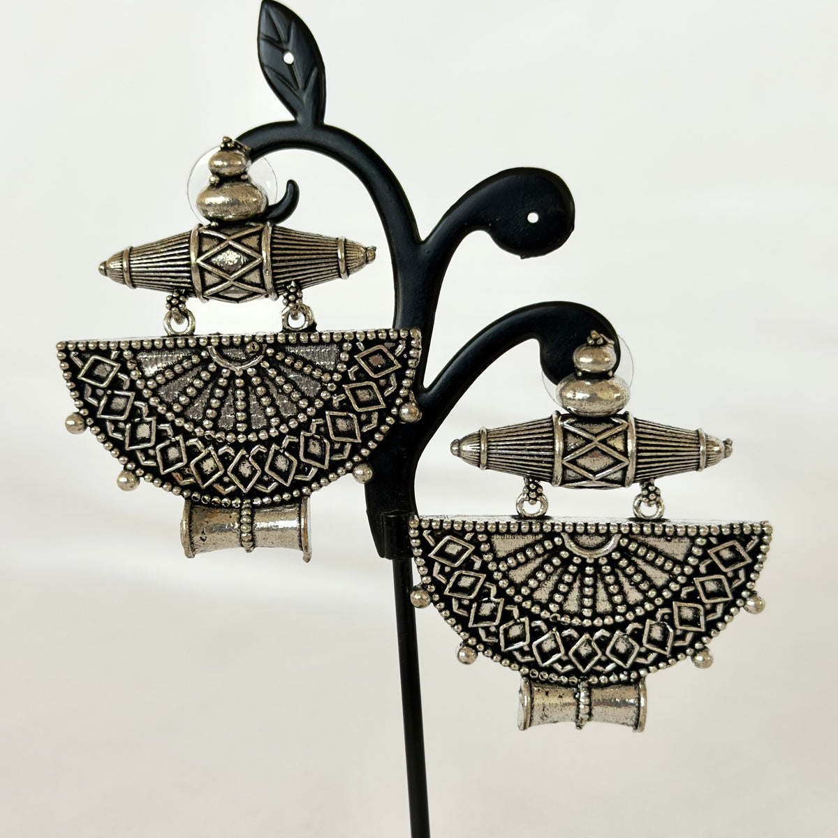 Oxidized Silver Tribal Earrings, Half Moon Dangle Earrings, Indian Ethnic Statement Jewelry, Boho Earrings for Women, Ships from USA