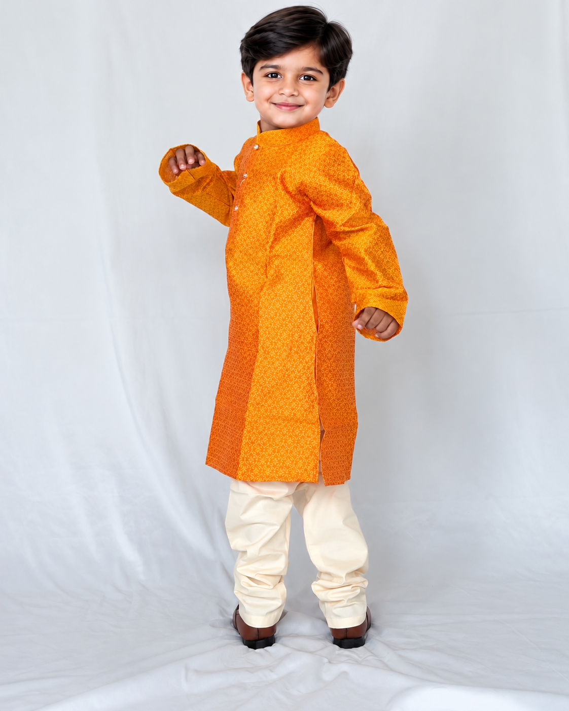 Boys Kurta Pajama Set, Orange Pink Dual Tone Jacquard Kids Indian Ethnic Wear, Wedding Outfit, Diwali Dress, Traditional Festive Clothing