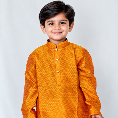 Boys Kurta Pajama Set, Orange Pink Dual Tone Jacquard Kids Indian Ethnic Wear, Wedding Outfit, Diwali Dress, Traditional Festive Clothing