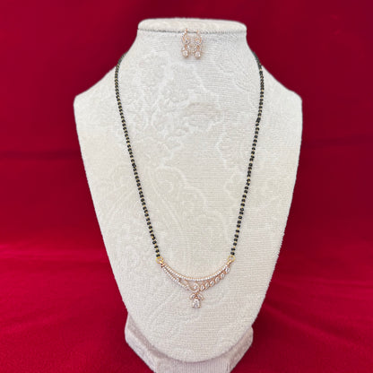 Rose Gold AD Mangalsutra with Earrings | Elegant Diamond Look Mangalsutra | Minimalist Daily Wear Mangalsutra | Modern Indian Mangalsutra |