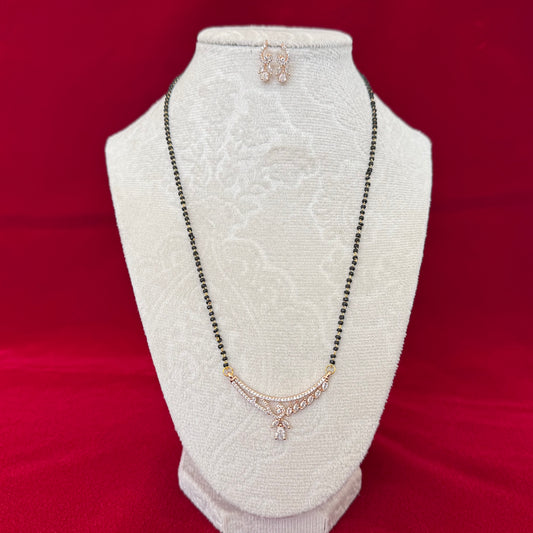 Rose Gold AD Mangalsutra with Earrings | Elegant Diamond Look Mangalsutra | Minimalist Daily Wear Mangalsutra | Modern Indian Mangalsutra |