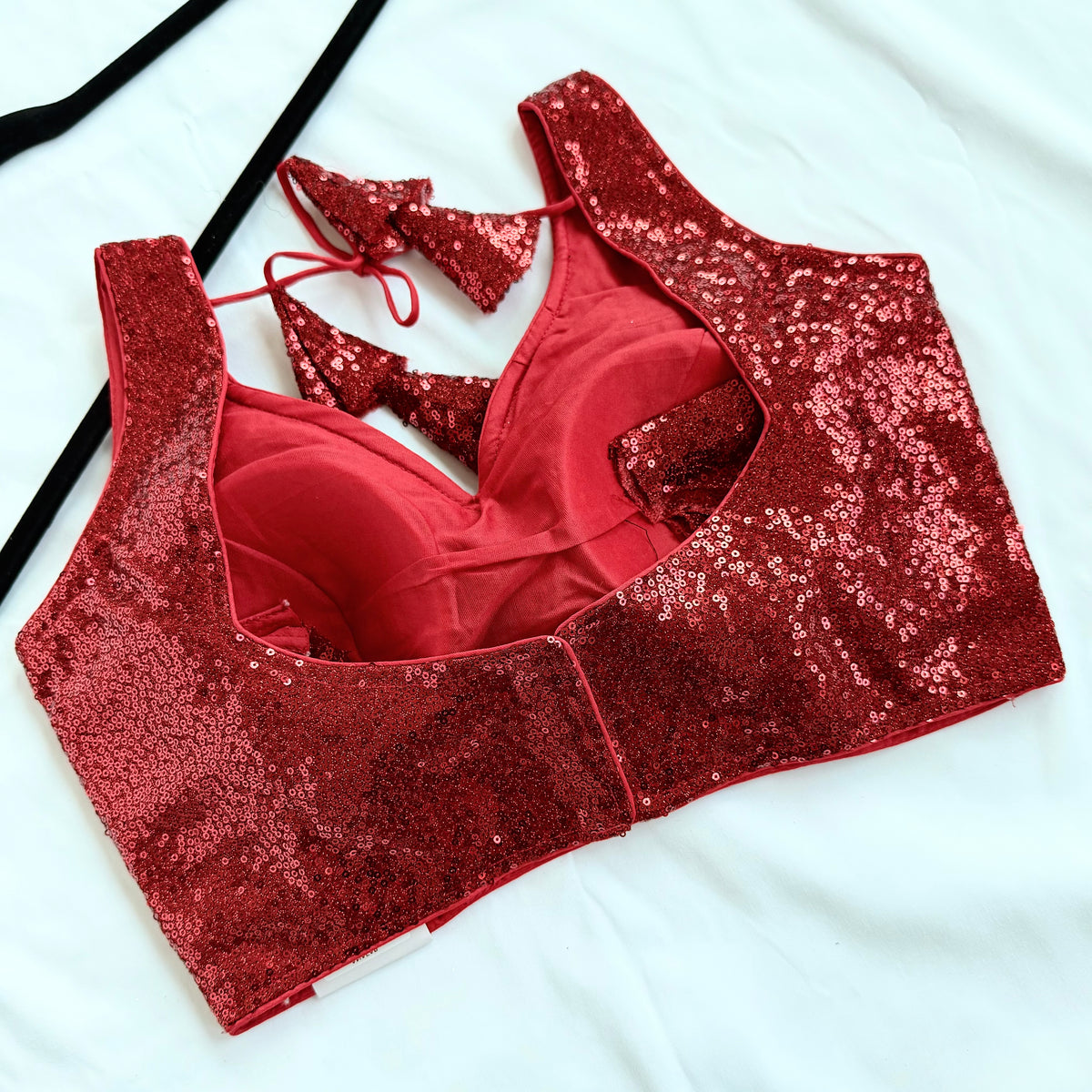 Red Sequin Saree Blouse, Readymade Sleeveless Blouse, Padded Party Wear Blouse, Sparkly Indian Blouse, Wedding Blouse, Crop top
