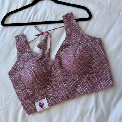 Designer Dusty mauve Sleeveless Blouse with Heavy Sequin Work, Fancy blouse for Lehenga, Sarees, party wear Blouse, Top
