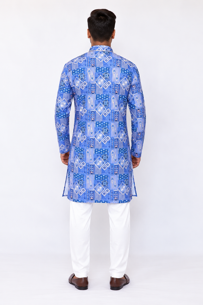 Lavender Purple Men’s Kurta Pajama Set, Armani Fabric Golden Foil Print Kurta, Indian Ethnic Wear, Diwali Outfit, Wedding Festive wear