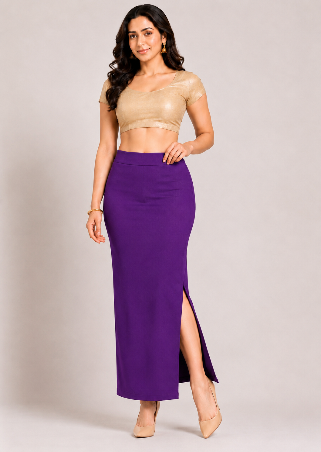 Purple Saree Shapewear Petticoat for Women | Saree Inner Skirt |Mermaid Fit Saree Underskirt |Side Slit Saree Shaper |Comfortable Saree wear