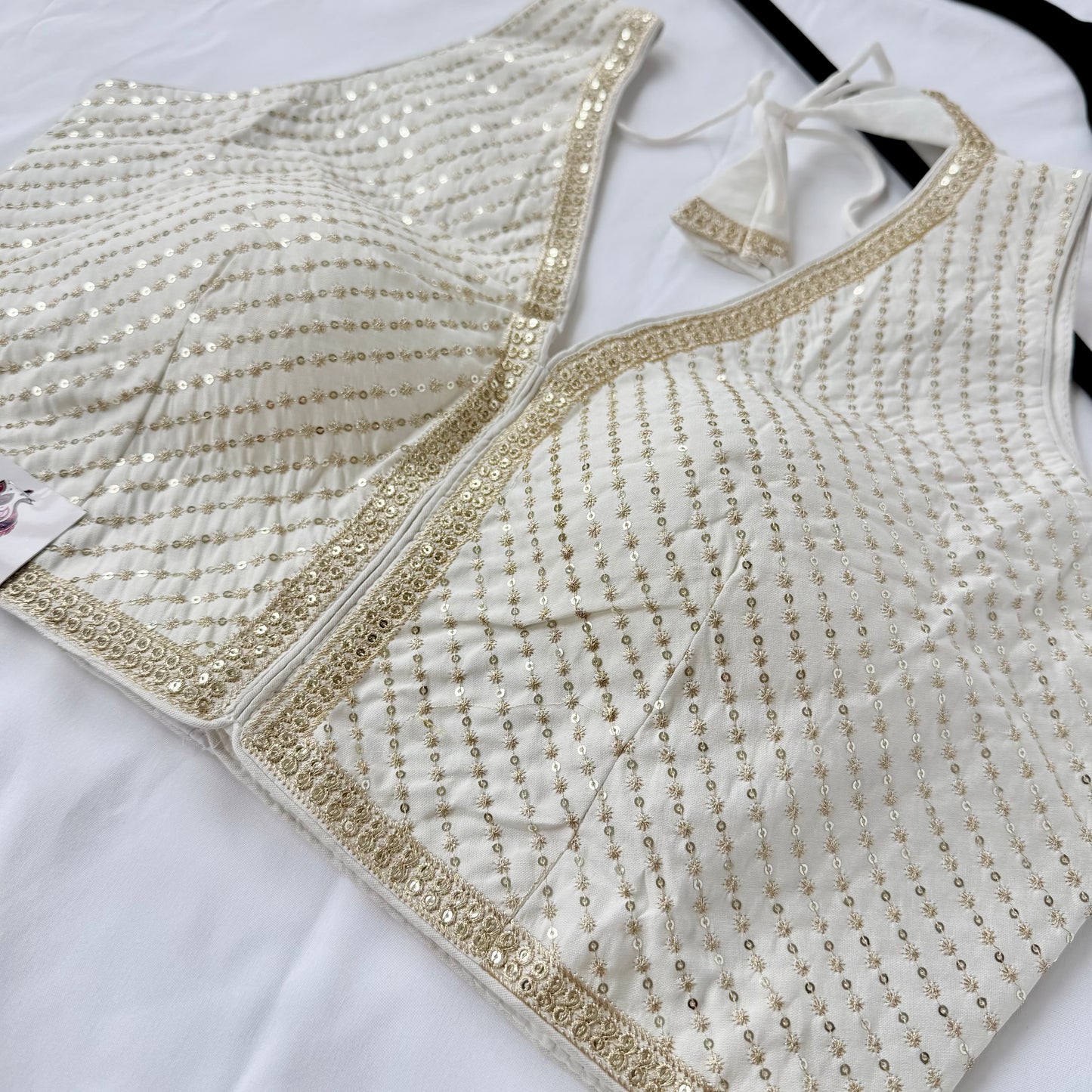 Off white Saree Blouse, V Neck Zari Embroidered Blouse, Sleeveless Ready to Wear Indian Blouse, Wedding Festive Blouse,