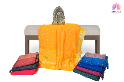 Yellow Color New foil work fancy fabric saree