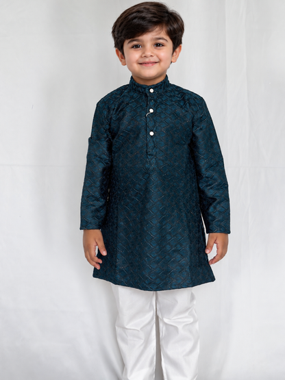 Boys Teal Blue Kurta Pajama Set, Soft Imported Fabric Kids Indian Ethnic Wear, Diwali Wedding Festive Outfit, Diwali traditional outifit,
