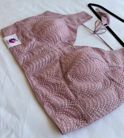 Luxury Queen Pink Designer Blouse, Bridal Sequin Saree Blouse, Padded V Neck Blouse, Wedding Reception Blouse, Readymade Blouse, Party wear