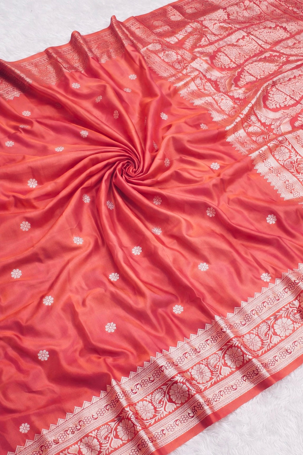 Peachy Pink Soft Silk Saree,Maharashtrian Zari Butti Saree, Traditional Saree, Festive Wedding Wear Saree, Rich Pallu Sari, Gift for Women