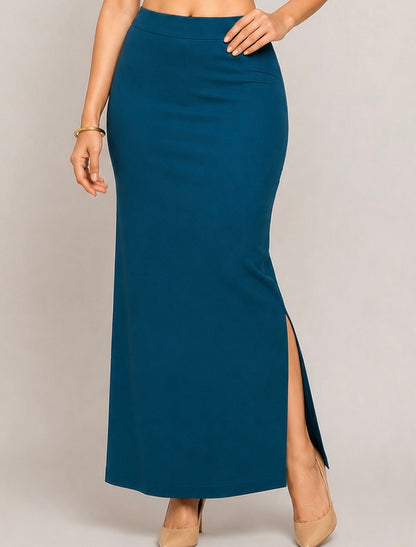 Teal Saree Shapewear Petticoat for Women | Saree Inner Skirt | Mermaid Fit Saree Underskirt | Side Slit Saree Shaper |Comfortable Saree wear