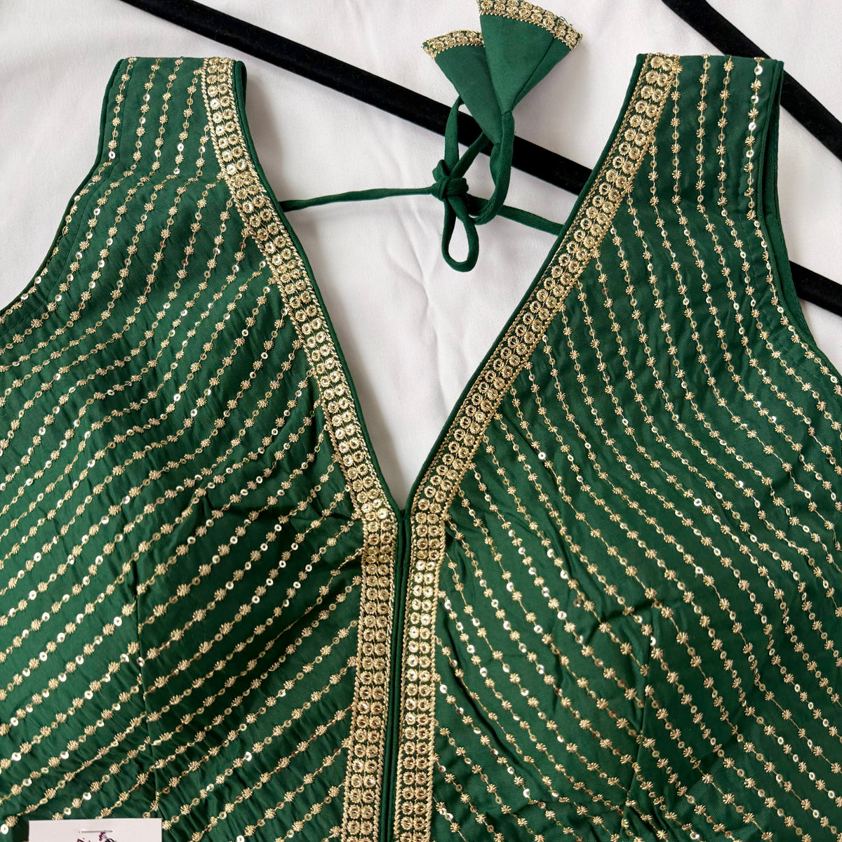 Green Saree Blouse, V Neck Zari Embroidered Blouse, Sleeveless Ready to Wear Indian Blouse, Wedding Festive Blouse, Crop top, lehenga