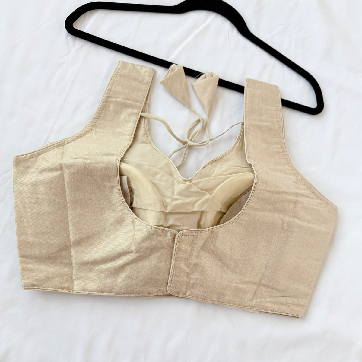 Beige Shimmer Tissue Saree Blouse, Ready to Wear Indian Blouse, V Neck Designer Choli, Sleeveless Wedding Blouse, Festive Blouse