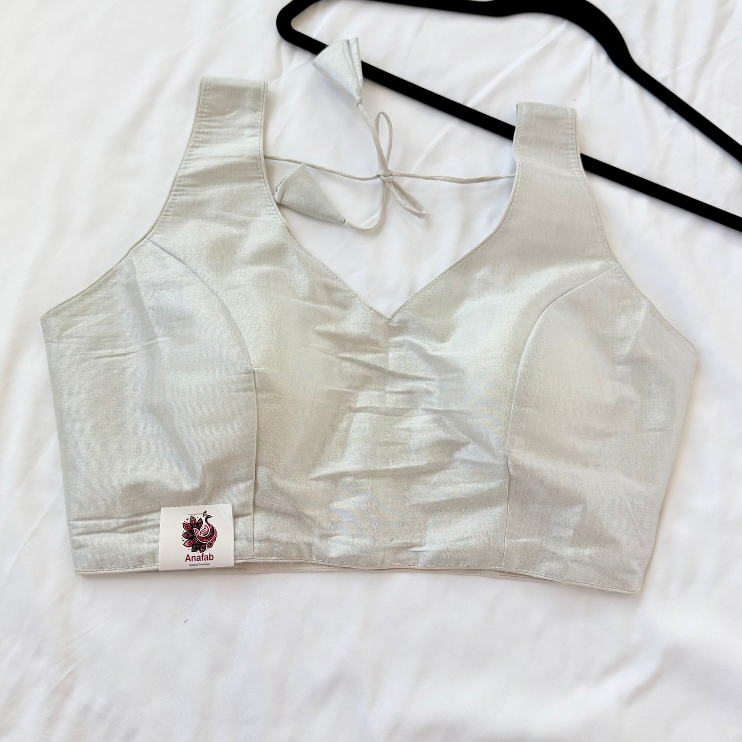 Silver Tissue Silk Saree Blouse, Ready to Wear Golden Blouse, Padded V Neck Blouse, Indian Saree Blouse, Festive Wedding Blouse , Crop top