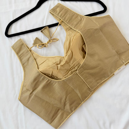 Gold Tissue Silk Saree Blouse, Ready to Wear Golden Blouse, Padded V Neck Blouse, Indian Saree Blouse, Festive Wedding Blouse , Crop top
