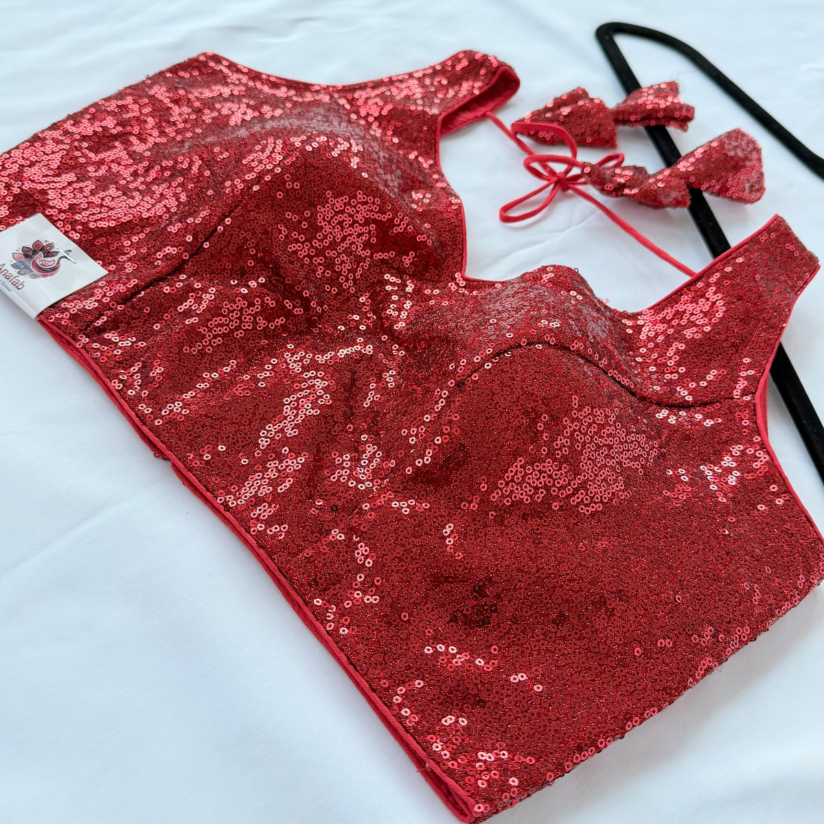 Red Sequin Saree Blouse, Readymade Sleeveless Blouse, Padded Party Wear Blouse, Sparkly Indian Blouse, Wedding Blouse, Crop top