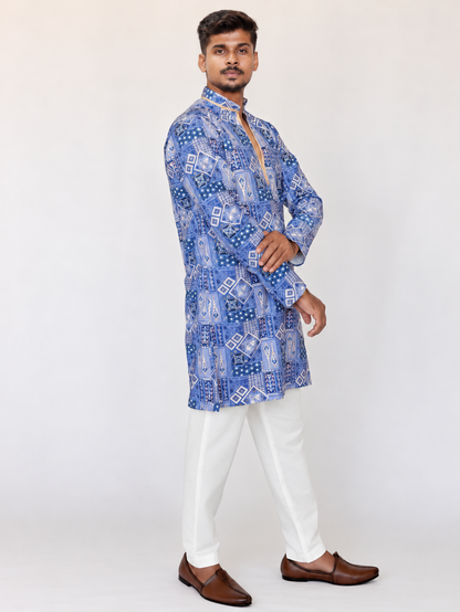 Lavender Purple Men’s Kurta Pajama Set, Armani Fabric Golden Foil Print Kurta, Indian Ethnic Wear, Diwali Outfit, Wedding Festive wear