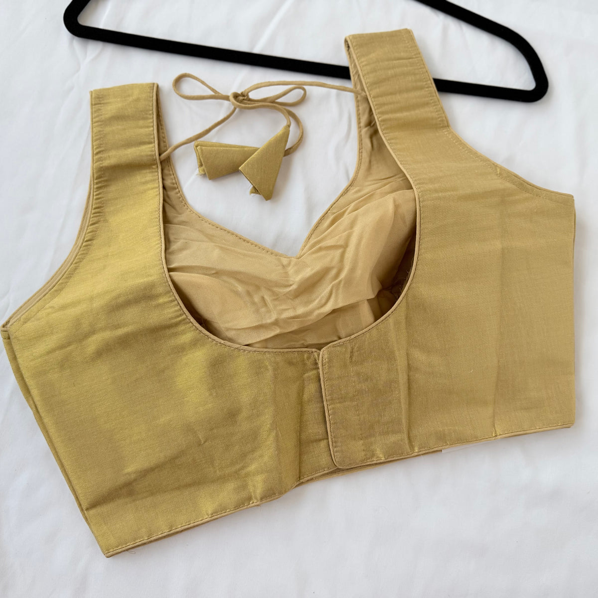 Antique Gold Tissue Silk Saree Blouse, Ready to Wear Golden Blouse, Padded V Neck Blouse, Indian Saree Blouse, Festive Wedding Blouse , Crop