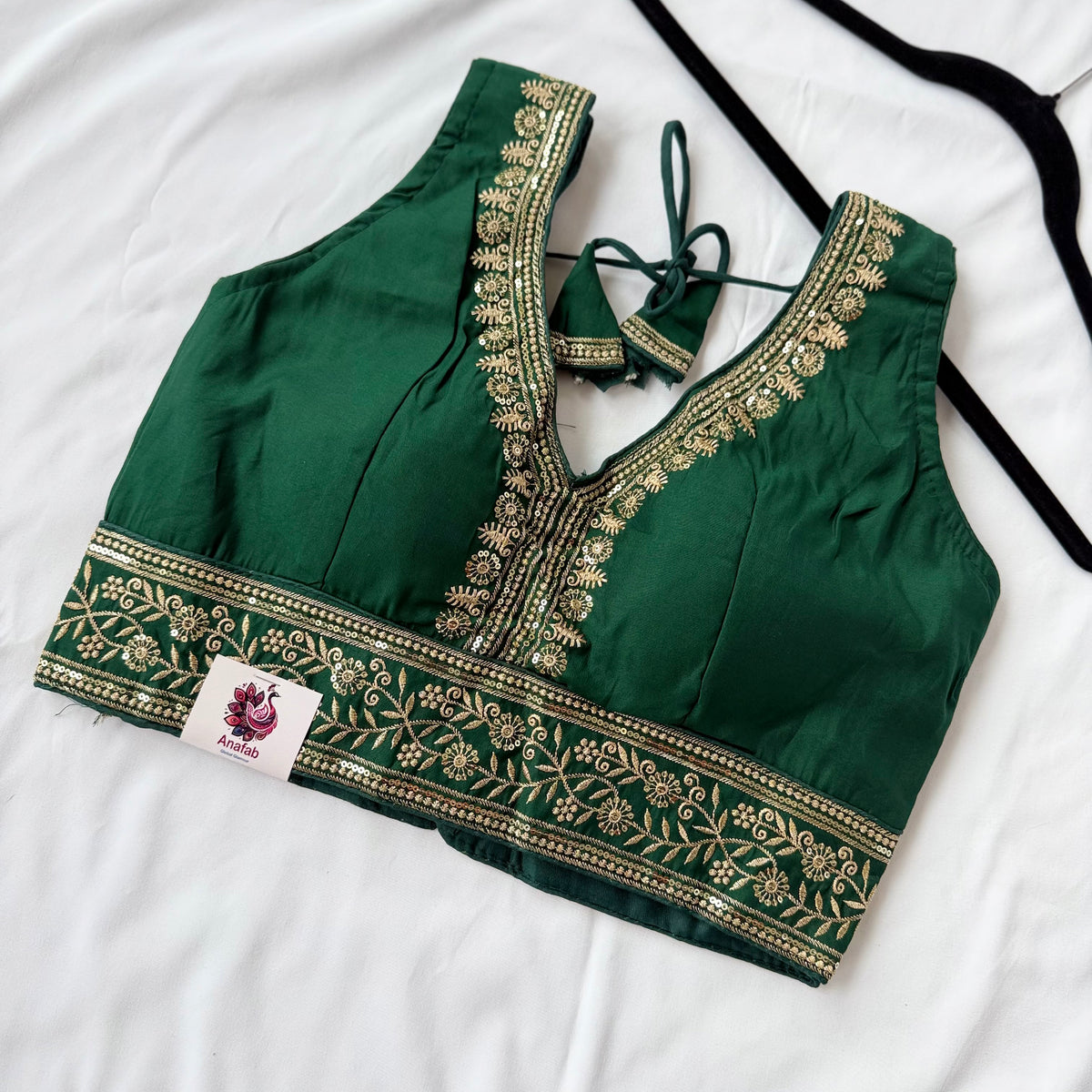 Green Saree Blouse, Gold Zari Embroidered Blouse, Ready to Wear Indian Blouse, Sleeveless Designer Blouse, Wedding Festive Blouse