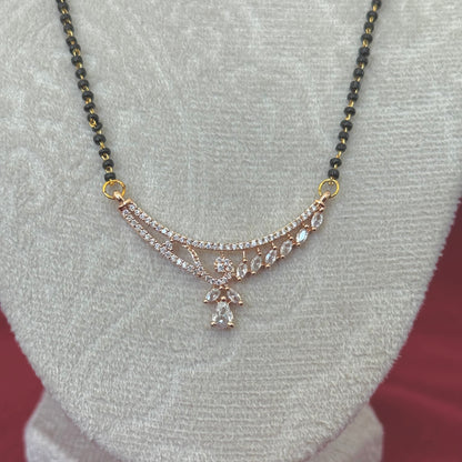 Rose Gold AD Mangalsutra with Earrings | Elegant Diamond Look Mangalsutra | Minimalist Daily Wear Mangalsutra | Modern Indian Mangalsutra |