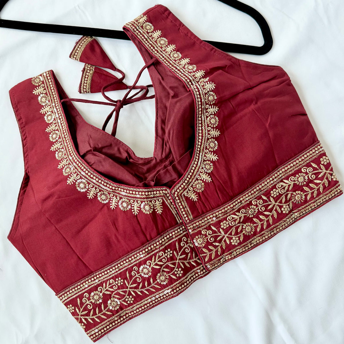 Maroon Saree Blouse, Gold Zari Embroidered Blouse, Ready to Wear Indian Blouse, Sleeveless Designer Blouse, Wedding Festive Blouse