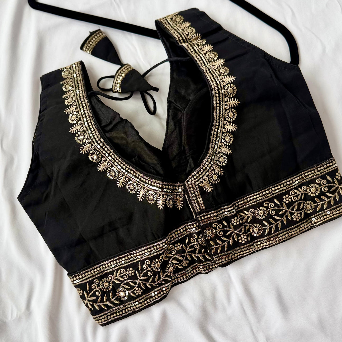 Black Saree Blouse, Gold Zari Embroidered Blouse, Ready to Wear Indian Blouse, Sleeveless Designer Blouse, Wedding Festive Blouse