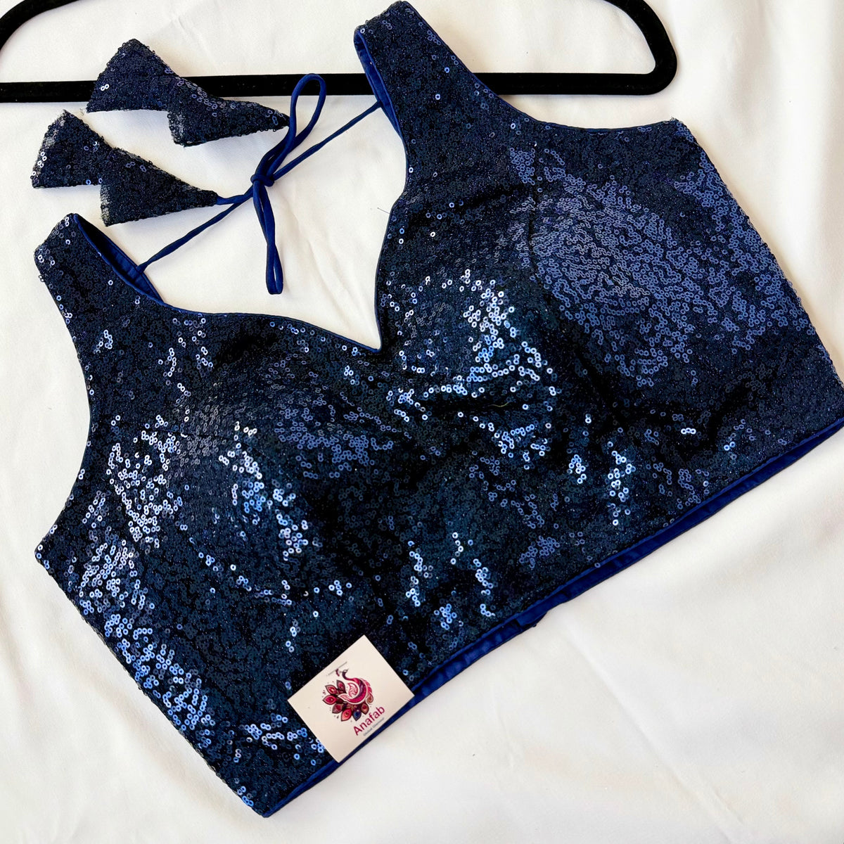 Blue Sequin Saree Blouse, Readymade Sleeveless Blouse, Padded Party Wear Blouse, Sparkly Indian Blouse, Wedding Blouse, Crop top