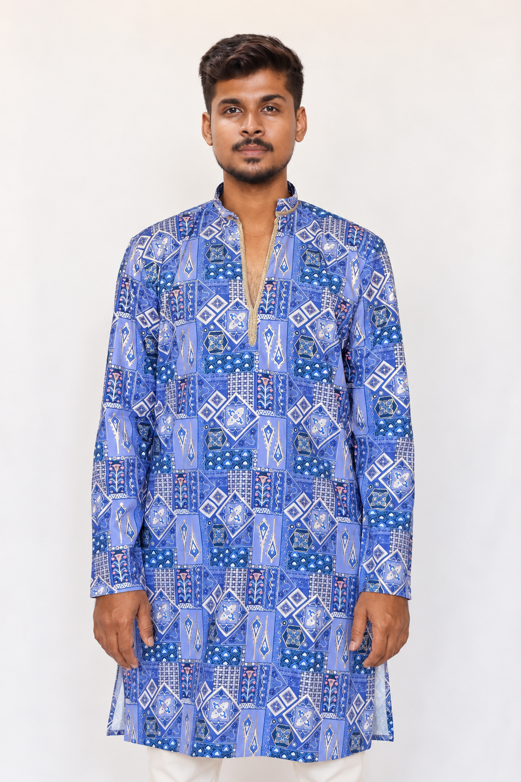 Lavender Purple Men’s Kurta Pajama Set, Armani Fabric Golden Foil Print Kurta, Indian Ethnic Wear, Diwali Outfit, Wedding Festive wear