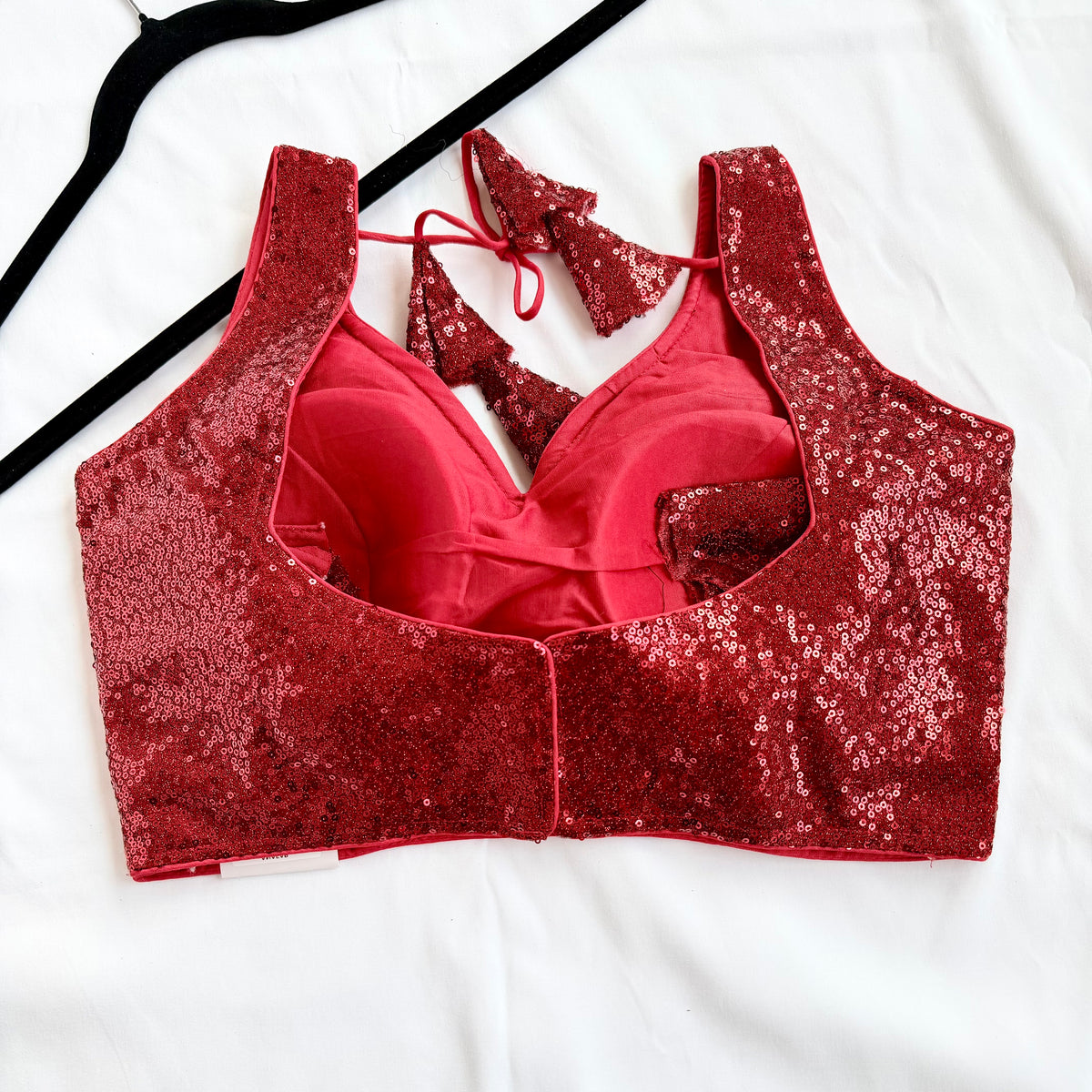 Red Sequin Saree Blouse, Readymade Sleeveless Blouse, Padded Party Wear Blouse, Sparkly Indian Blouse, Wedding Blouse, Crop top