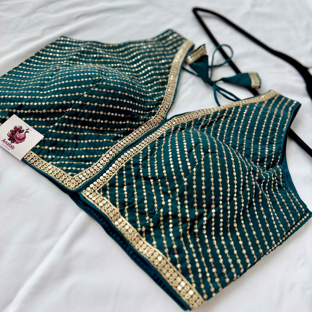 Teal Green Saree Blouse, V Neck Zari Embroidered Blouse, Sleeveless Ready to Wear Indian Blouse, Wedding Festive Blouse,