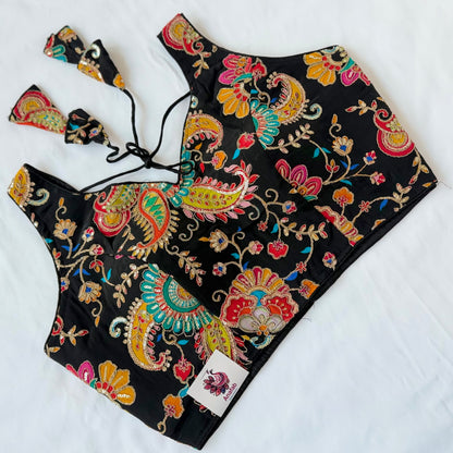 Black Multicolor Embroidered Blouse, Designer Indian Blouse, Ready to Wear Thread Work Blouse, Wedding Blouse, Party blouse, paisley thread