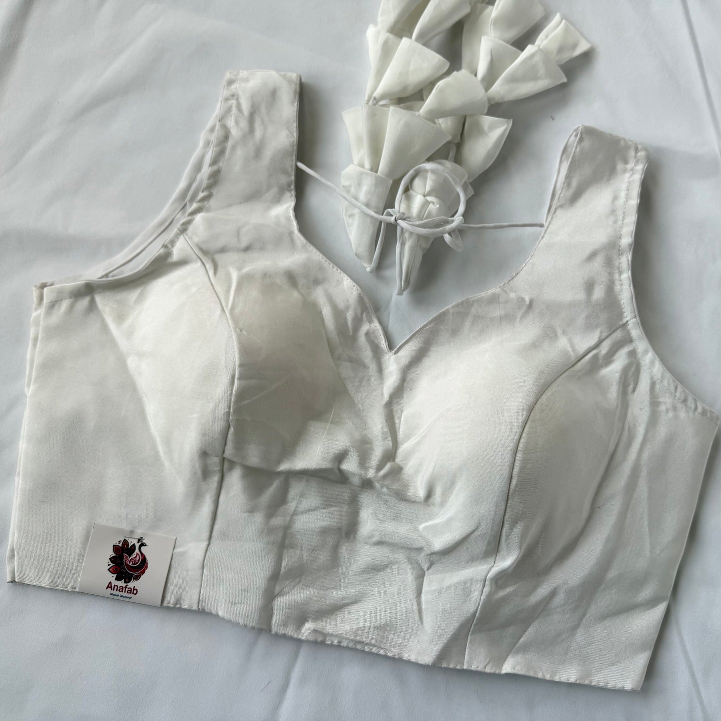 Off  White Readymade Saree Blouse Taffeta Fabric Padded Designer Blouse with Latkan Dori & Sleeves | Wedding Party Ethnic Wear Blouse