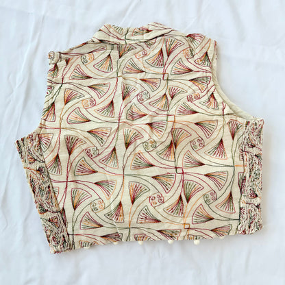 Khadi Cotton Embroidered Blouse,  Multicolor Thread & Sequin Work Stretchable Saree Blouse, Collar Neck Front Open Indian Blouse, Crop top