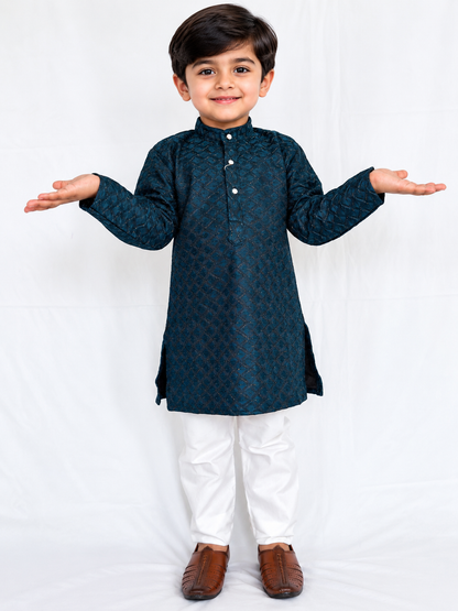 Boys Teal Blue Kurta Pajama Set, Soft Imported Fabric Kids Indian Ethnic Wear, Diwali Wedding Festive Outfit, Diwali traditional outifit,